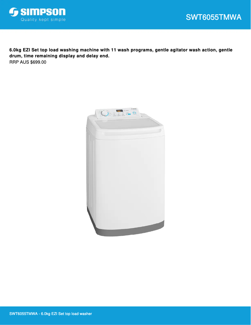 Page n°1 - Fiche technique Simpson SWT6055TMWA