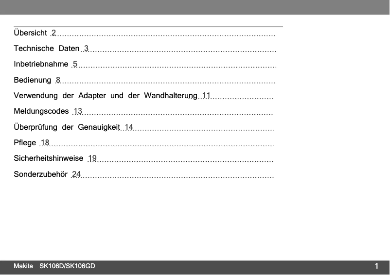 Page n°1 - Manuel utilisateur Makita SK106GD