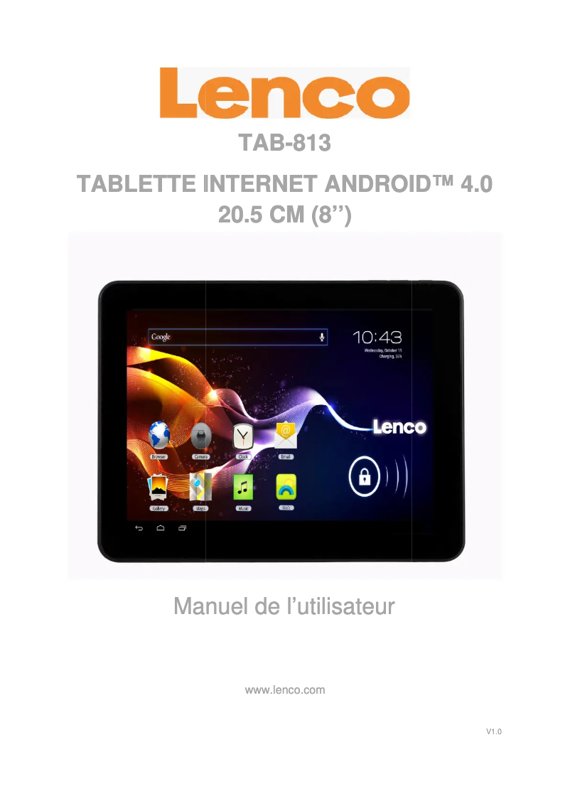 Page n°1 - Manuel utilisateur Lenco TAB-813