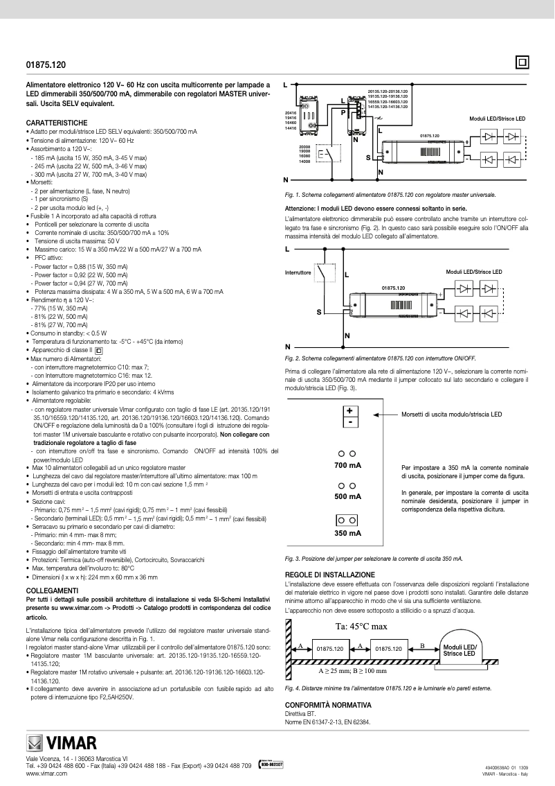 Page 1 de la notice Manuel utilisateur Vimar 01875.120