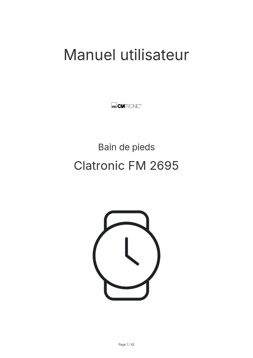 Page n°1 - Manuel utilisateur Clatronic FM 2695