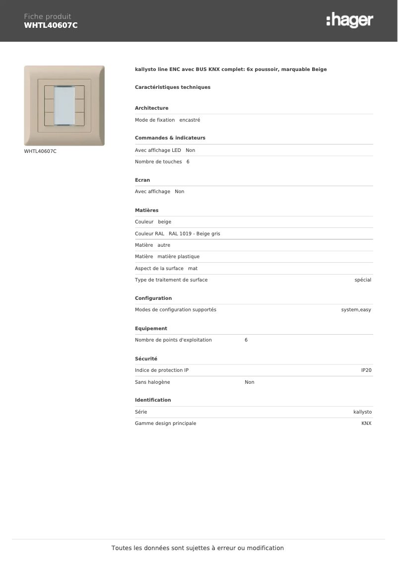 Image de la première page du manuel de l'appareil WHTL40607C