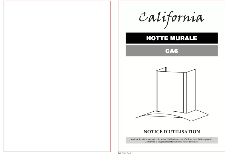 Page 1 de la notice Manuel utilisateur California CA6