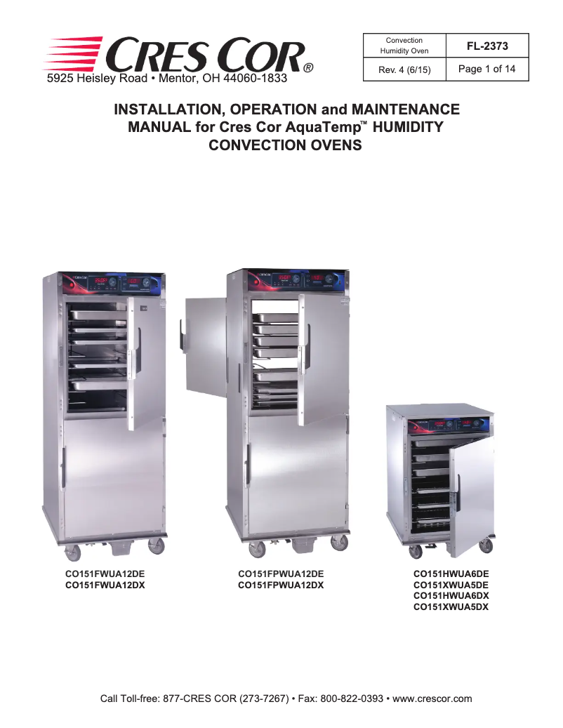 Image de la première page du manuel de l'appareil CO151FWUA12DE