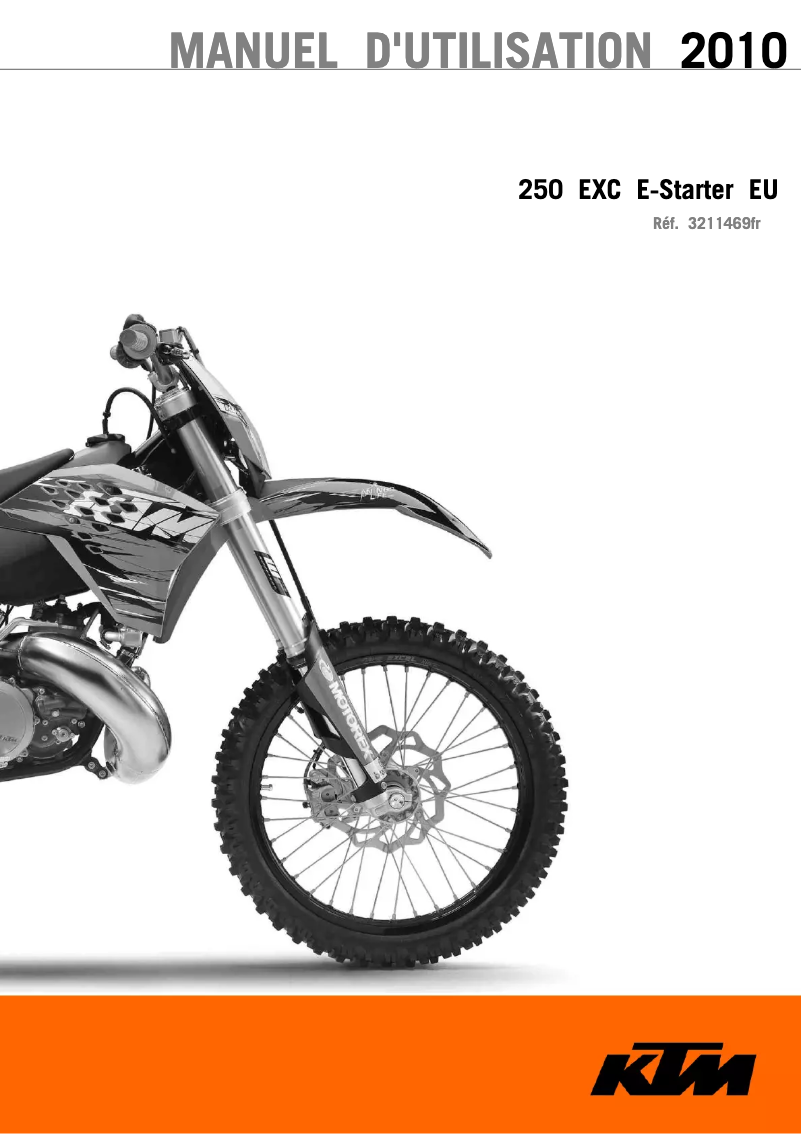 Page 1 de la notice Manuel utilisateur KTM 250 EXC E-STARTER (2010)