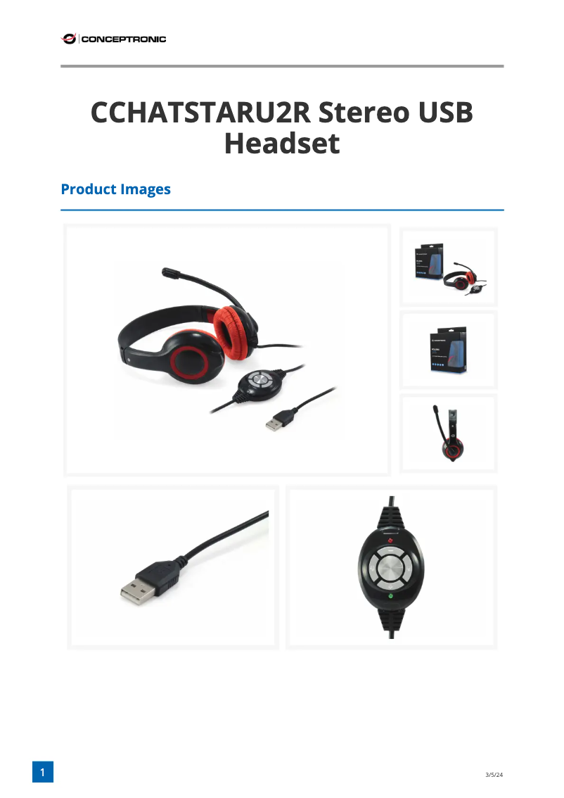 Page 1 de la notice Fiche technique Conceptronic CCHATSTARU2R