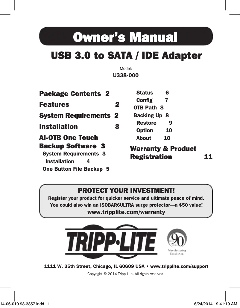 Página 1 del manual Manual de usuario Tripp Lite U338-000