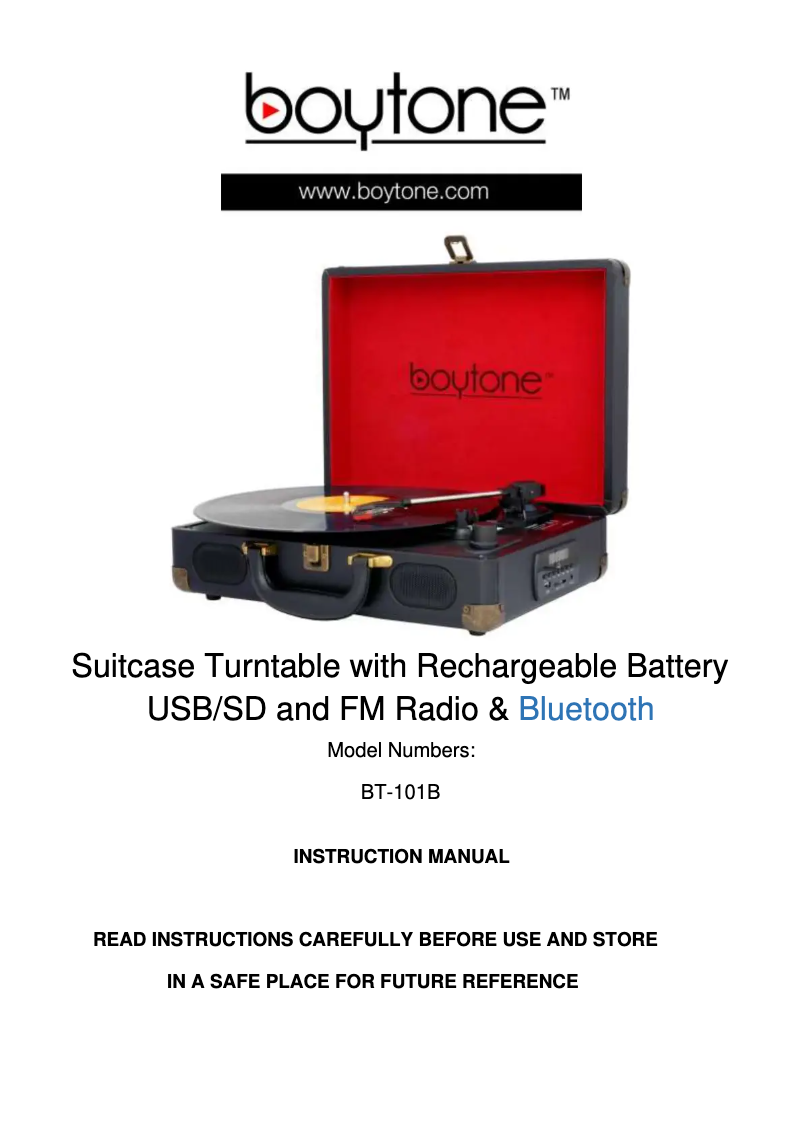 Image de la première page du manuel de l'appareil BT-101BK