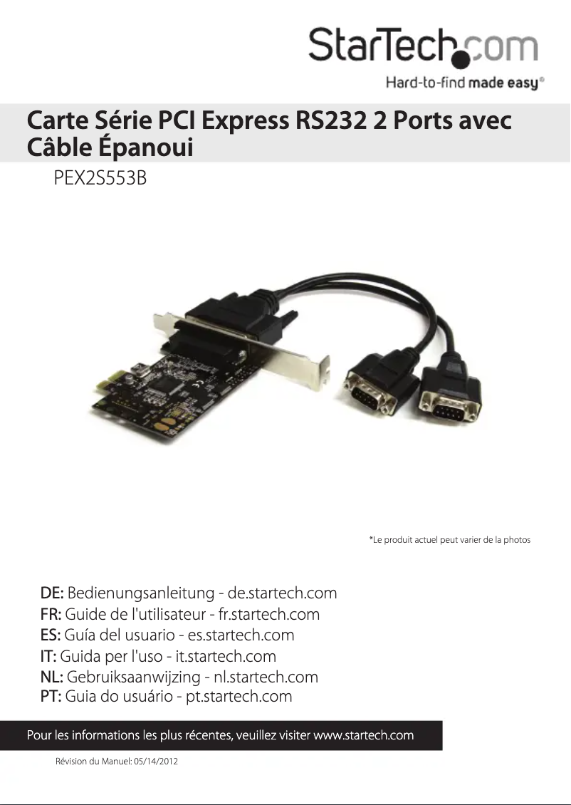 Page 1 de la notice Manuel utilisateur StarTech.com PEX2S553B