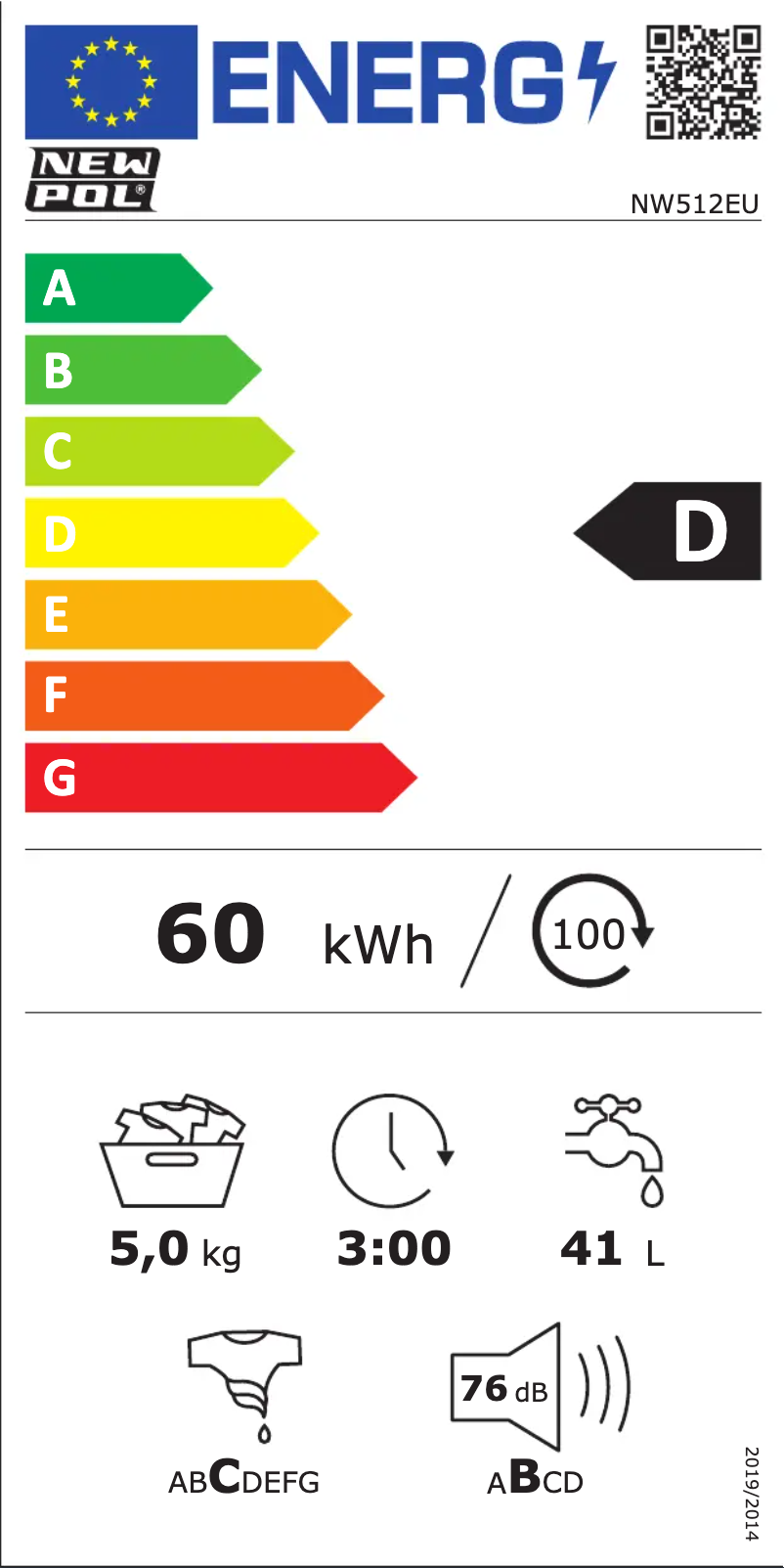 Page n°1 - Label énergétique New Pol NW512EU