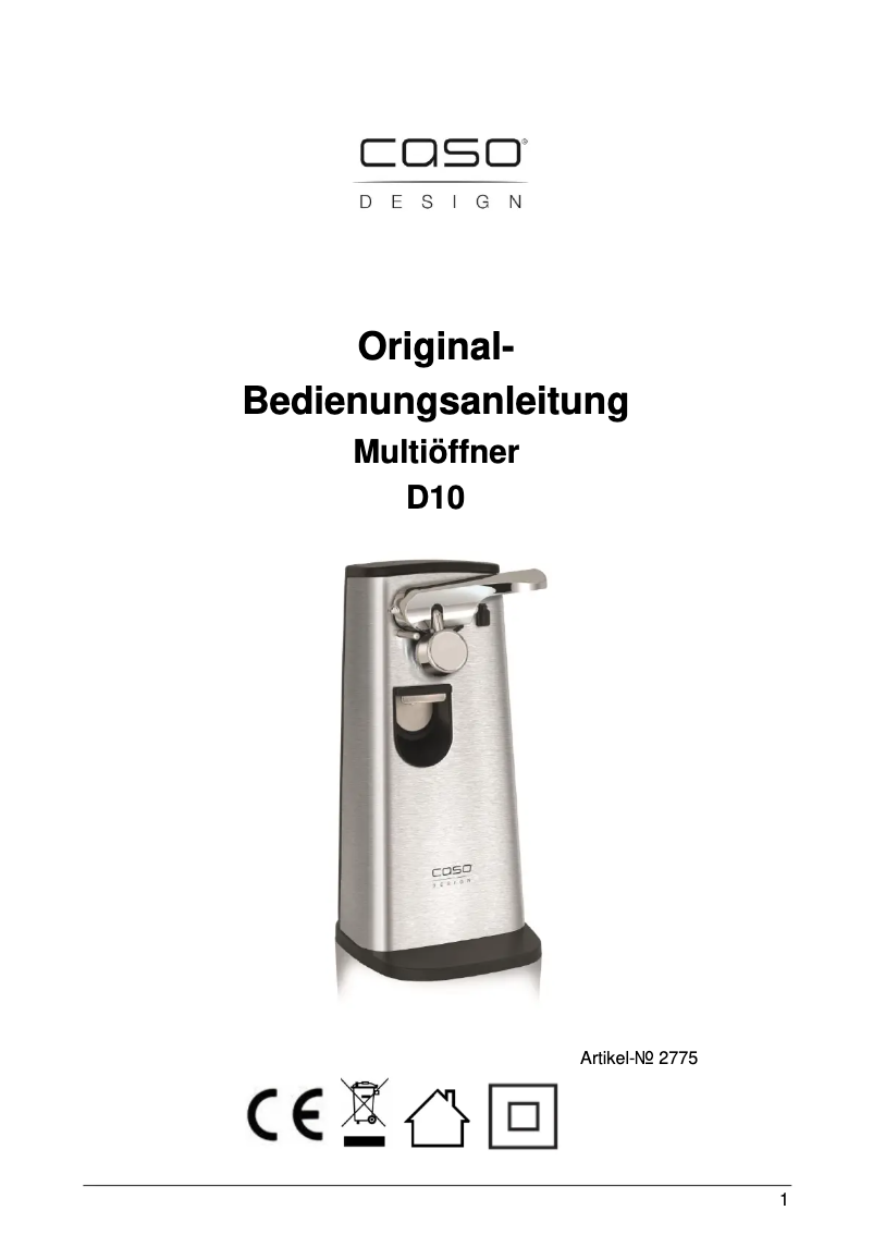 Page 1 de la notice Manuel utilisateur Caso D10