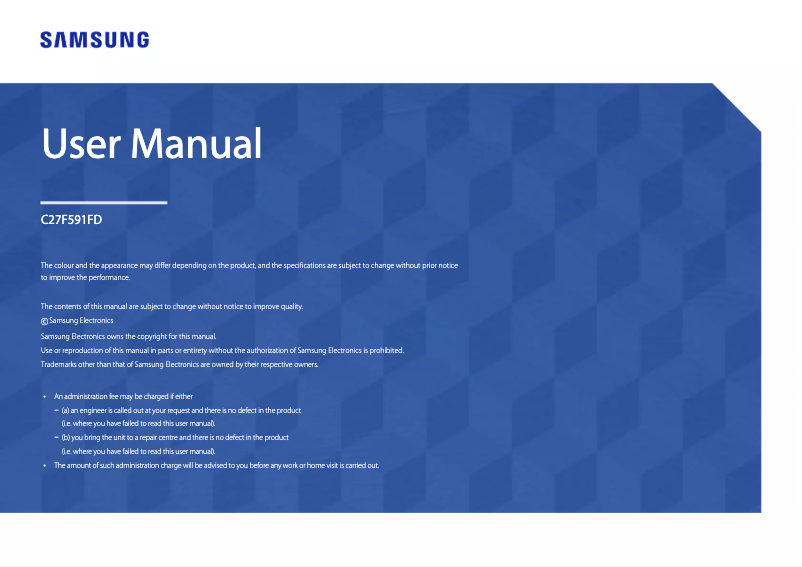 Page 1 de la notice Manuel utilisateur Samsung C27F591FDW