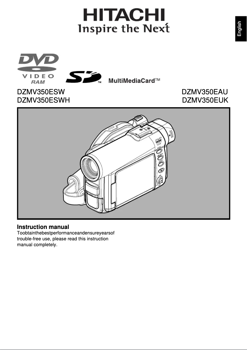 Image de la première page du manuel de l'appareil DZ-MV350ESW