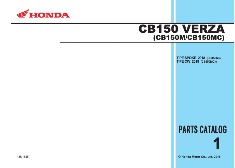 Page 1 de la notice Manuel utilisateur Honda Verza CB150 (2018)
