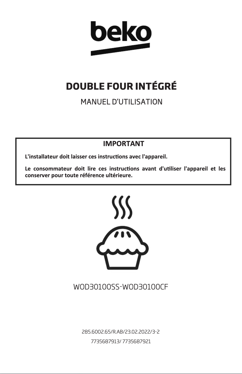 Page n°1 - Manuel utilisateur Beko WOD30100SS