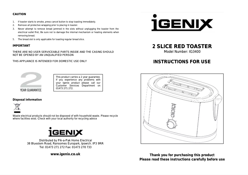 Página 1 del manual Manual de usuario Igenix IG3400