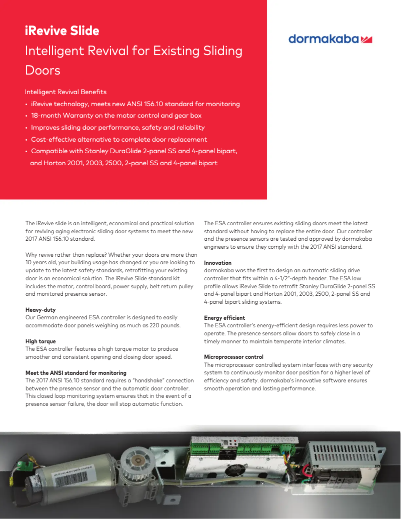 Page n°1 - Manuel utilisateur Dormakaba iRevive Slide