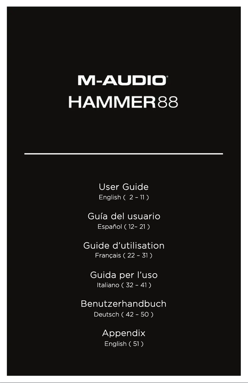 Page 1 de la notice Manuel utilisateur M-Audio Hammer 88