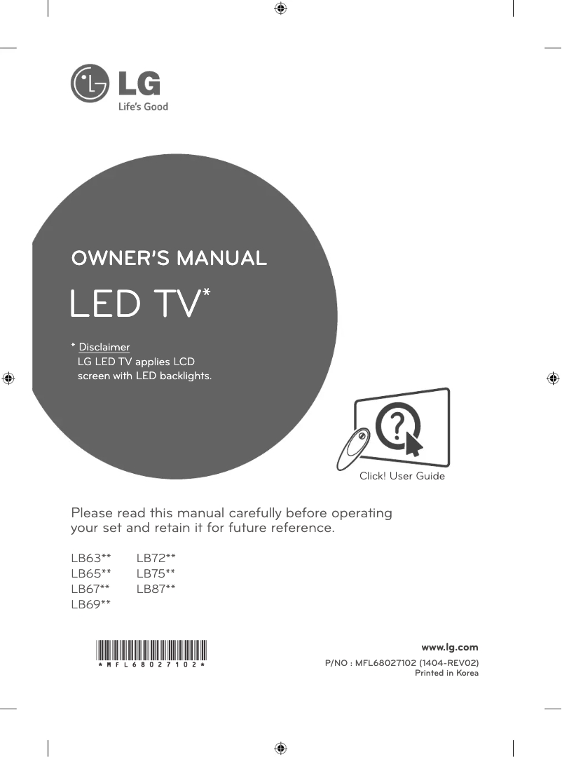 Page n°1 - Manuel utilisateur LG 42LB6310