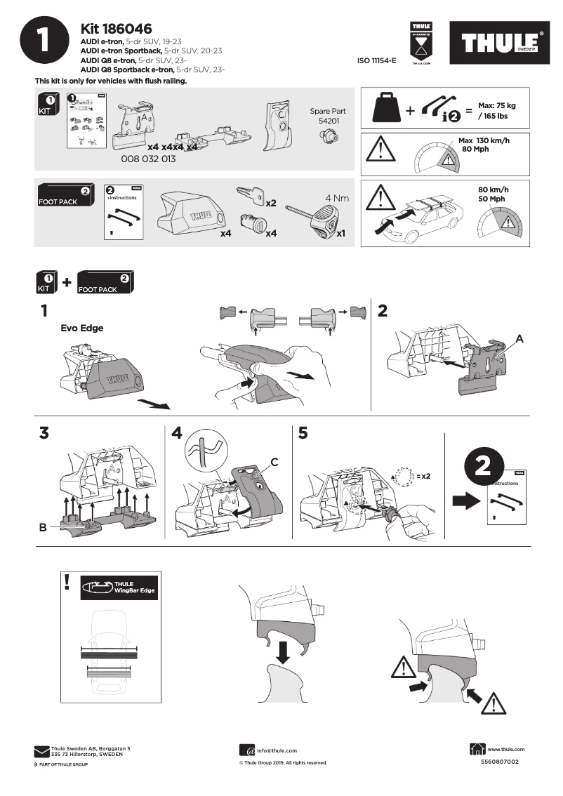 Page 1 de la notice Manuel utilisateur Thule Kit 186046