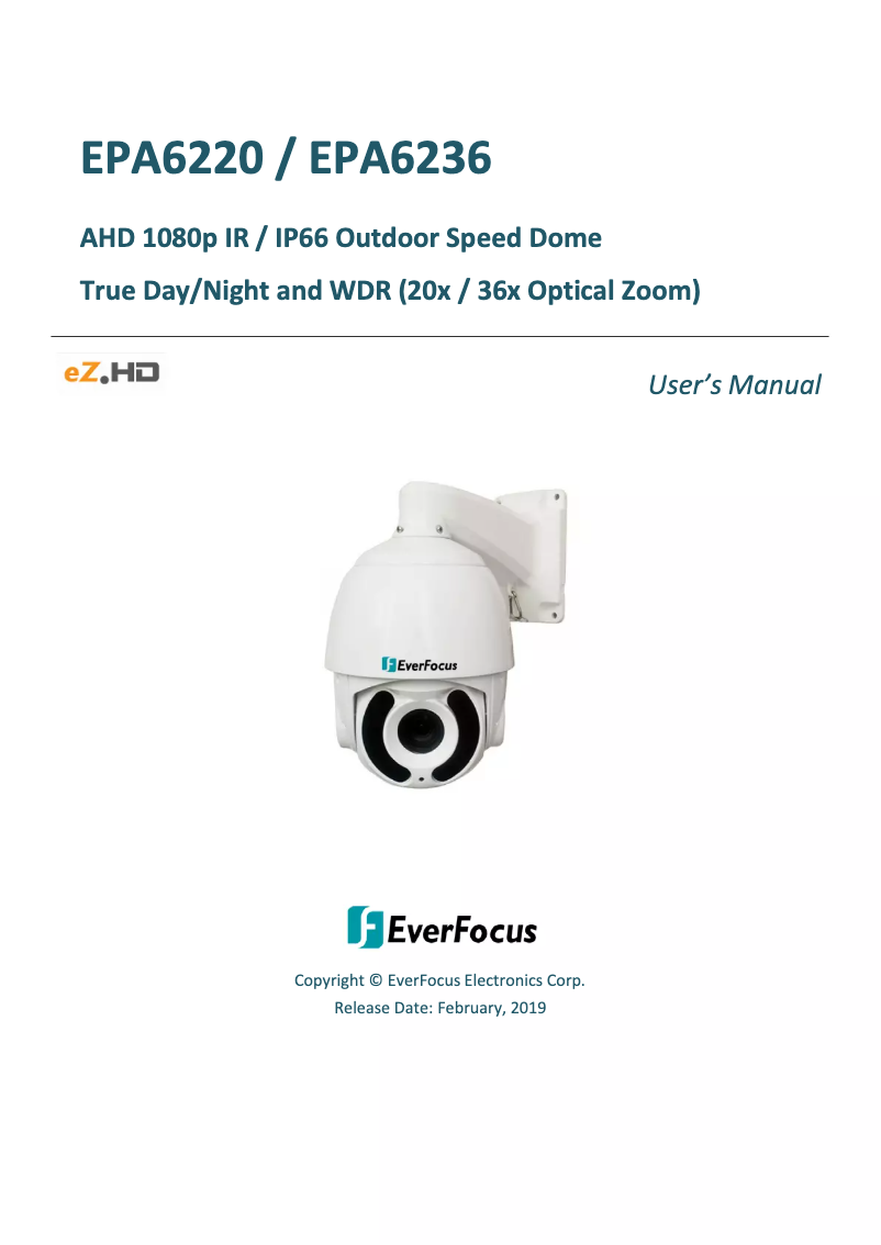 Page n°1 - Manuel utilisateur EverFocus EPA6236
