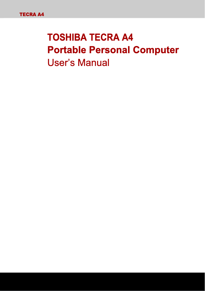 Page n°1 - Manuel utilisateur Toshiba Tecra A4