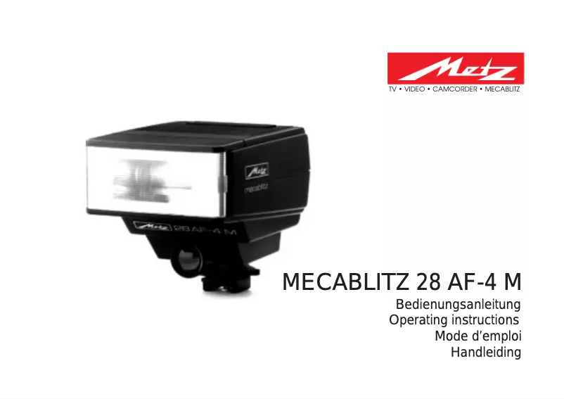 Page n°1 - Manuel utilisateur Metz Mecablitz 28 AF-4 M