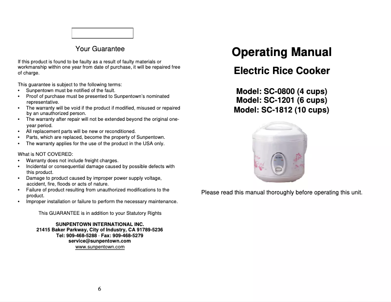 Page 1 de la notice Manuel utilisateur SPT SC-1812