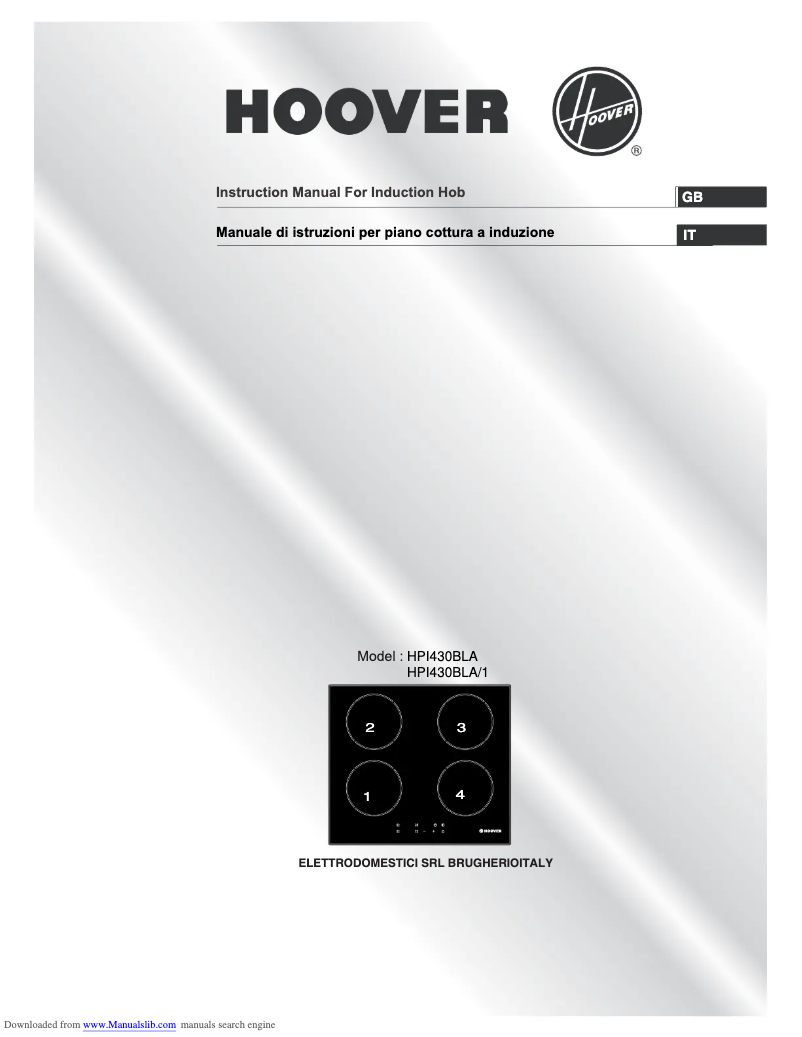 Page 1 de la notice Manuel utilisateur Hoover HPI430 AUS