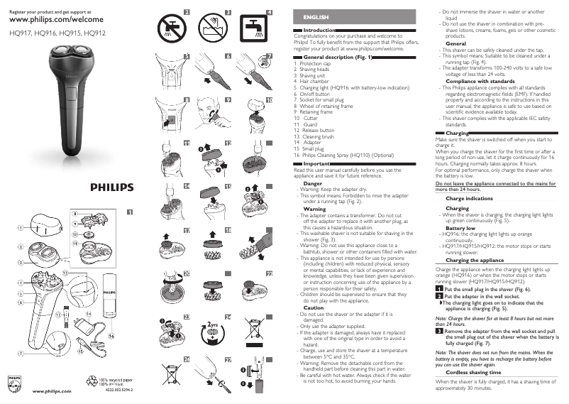Page 1 de la notice Manuel utilisateur Philips HQ917