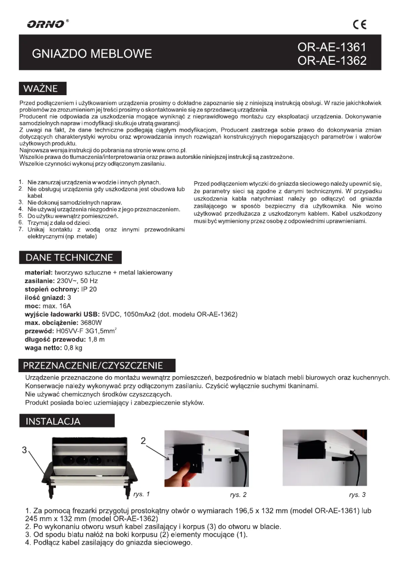 Image de la première page du manuel de l'appareil OR-AE-1362