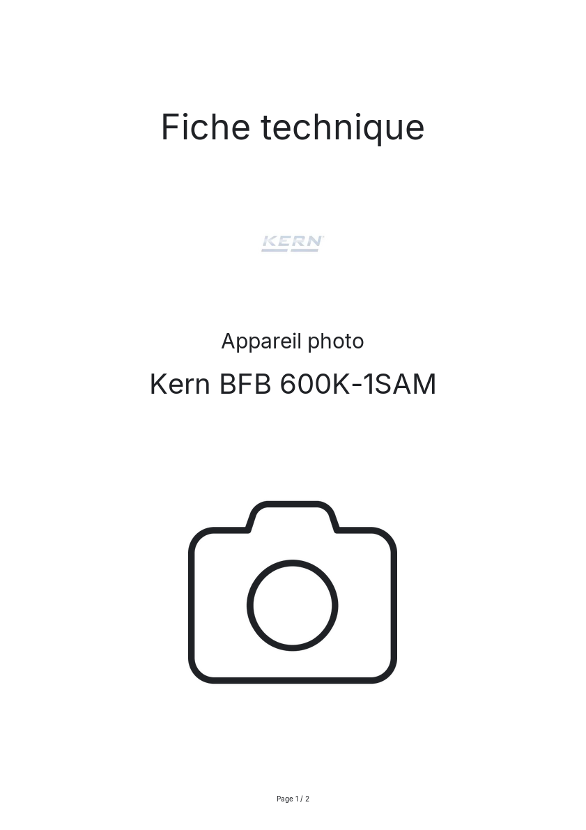 Page n°1 - Fiche technique Kern BFB 600K-1SAM