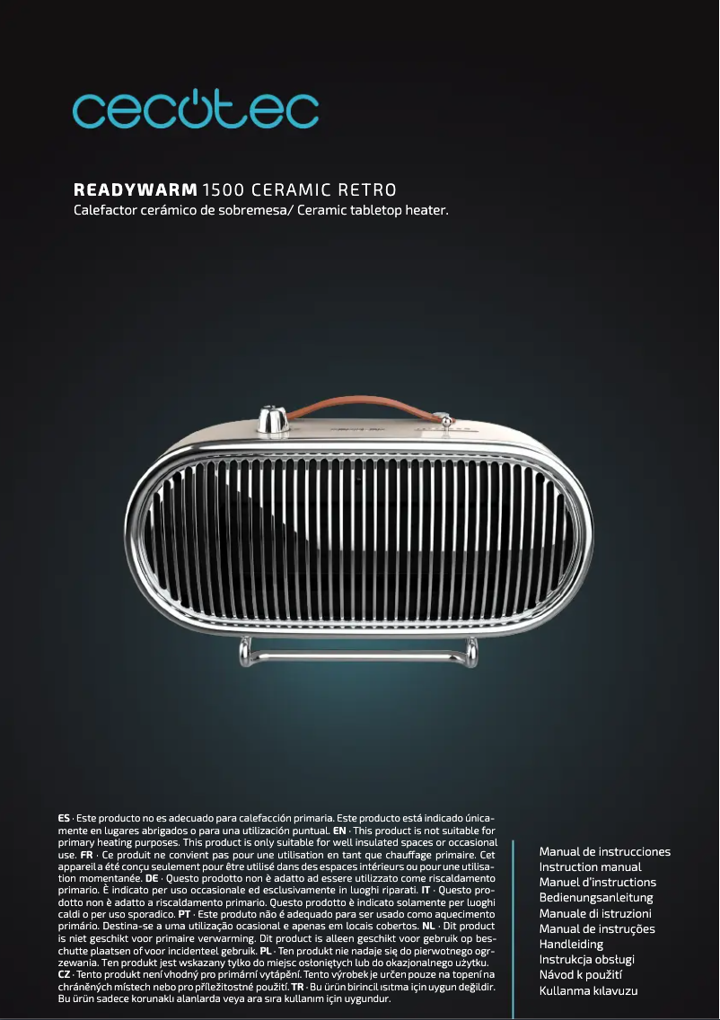 Page 1 de la notice Manuel utilisateur Cecotec ReadyWarm 6300 Ceramic Touch