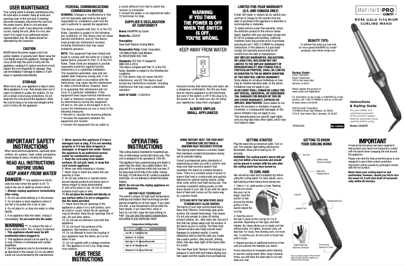 Page 1 de la notice Manuel utilisateur Conair CD253N