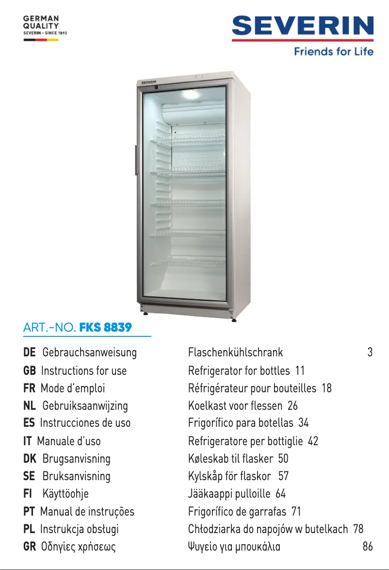 Page 1 de la notice Manuel utilisateur Severin FKS 8839