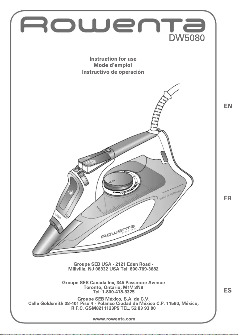 Page n°1 - Manuel utilisateur Rowenta Focus DW5051