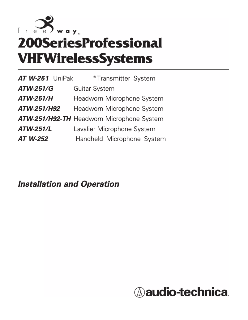 Página 1 del manual Manual de usuario Audio-Technica Freeway ATW-251/G