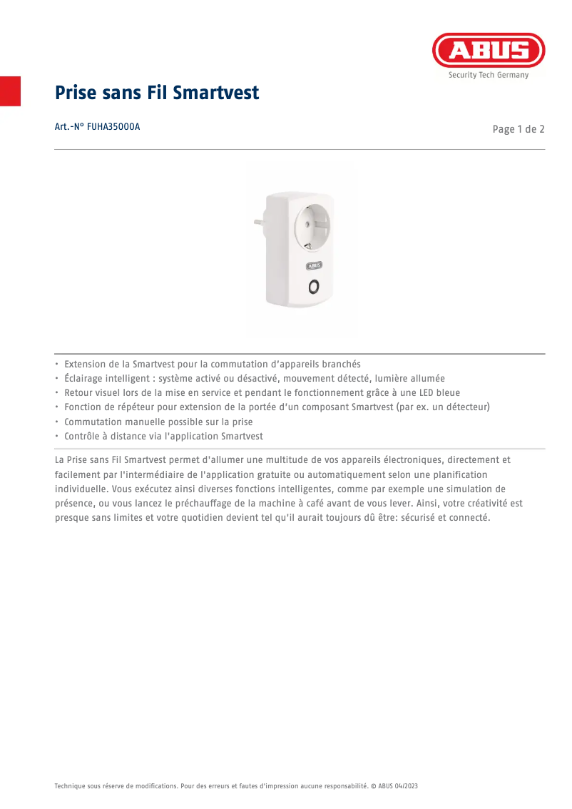 Image de la première page du manuel de l'appareil FUHA35000A