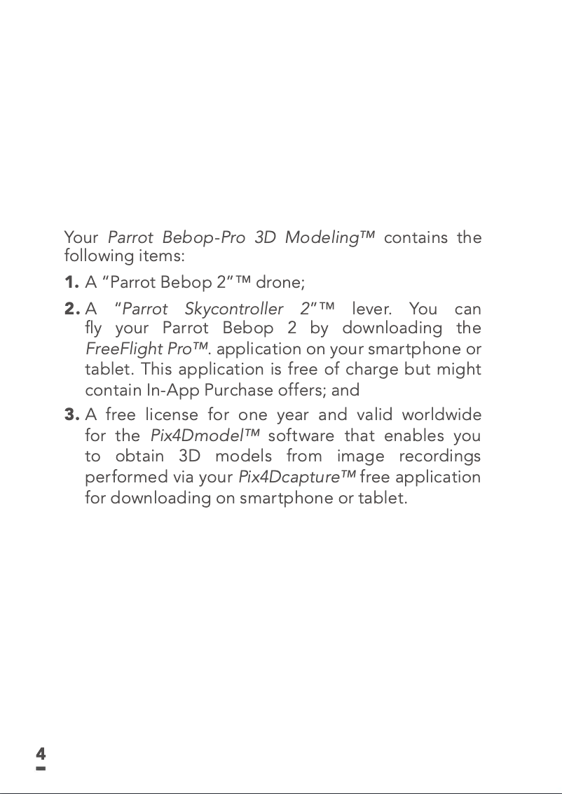 Image de la première page du manuel de l'appareil Bebop Pro