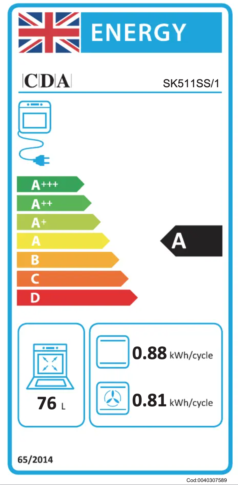 Page n°1 - Label énergétique CDA SK511SS
