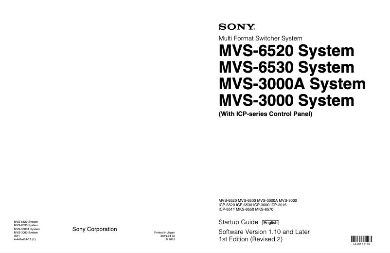 Page 1 de la notice Manuel utilisateur Sony MKS-6550