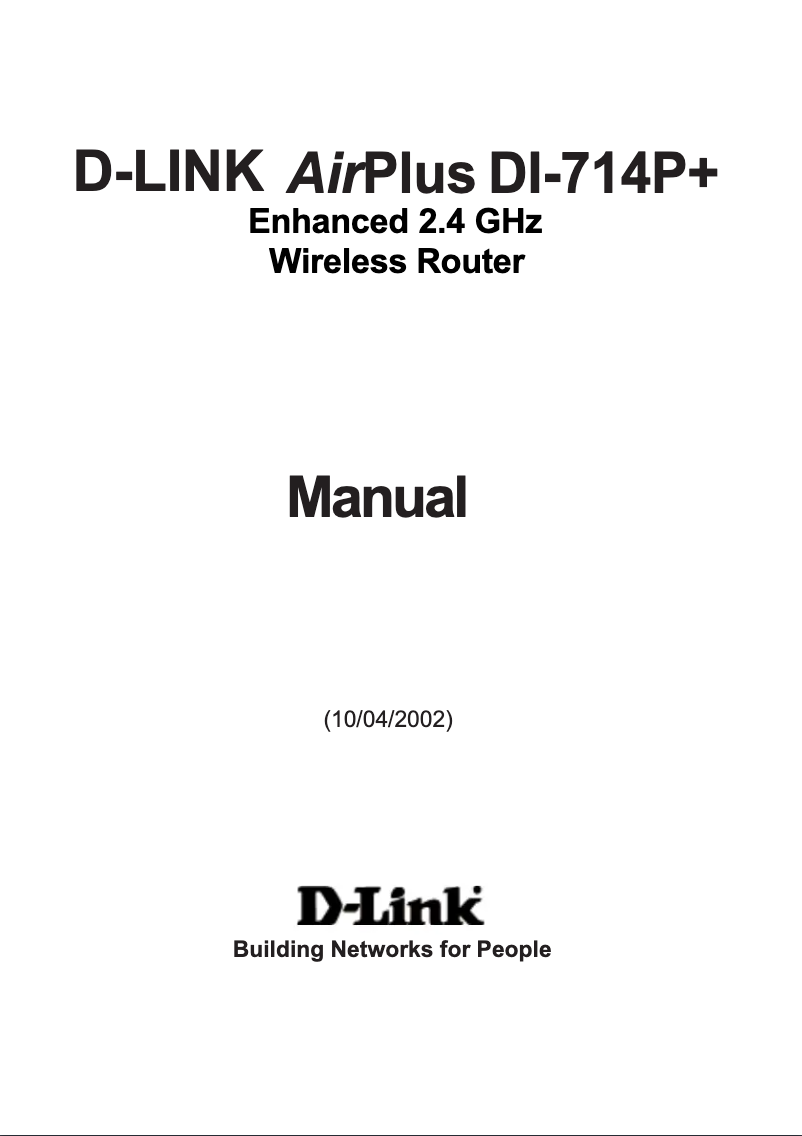 Page 1 de la notice Manuel utilisateur D-Link DI-714P+