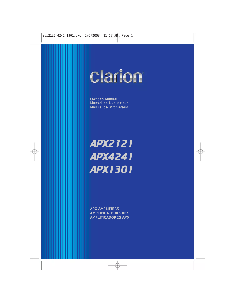 Page 1 de la notice Manuel utilisateur Clarion APX1301