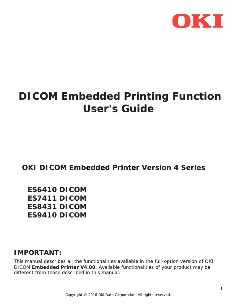 Página 1 del manual Manual de usuario OKI ES8431 DICOM