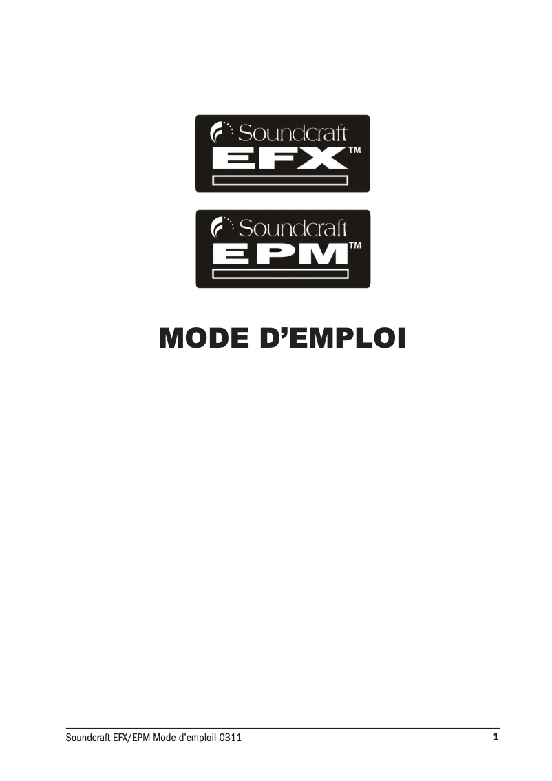 Page n°1 - Manuel utilisateur Soundcraft EPM 8