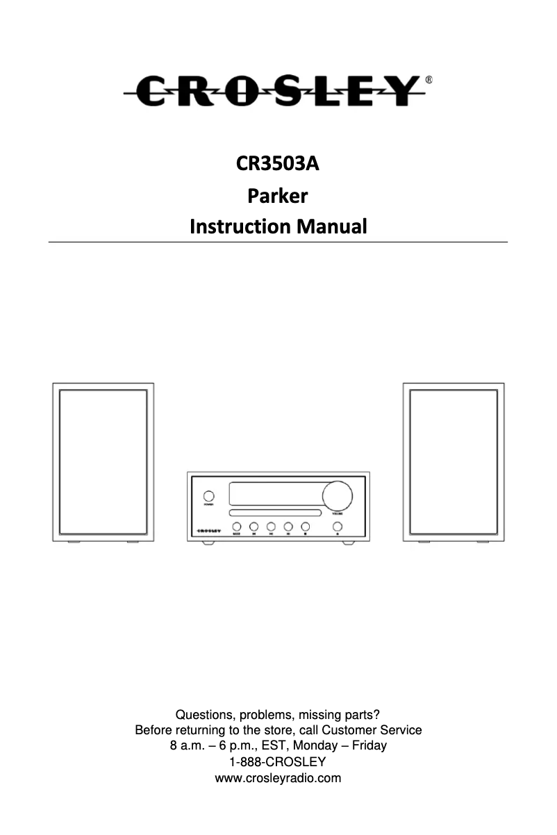 Page 1 de la notice Manuel utilisateur Crosley Parker CR3503A