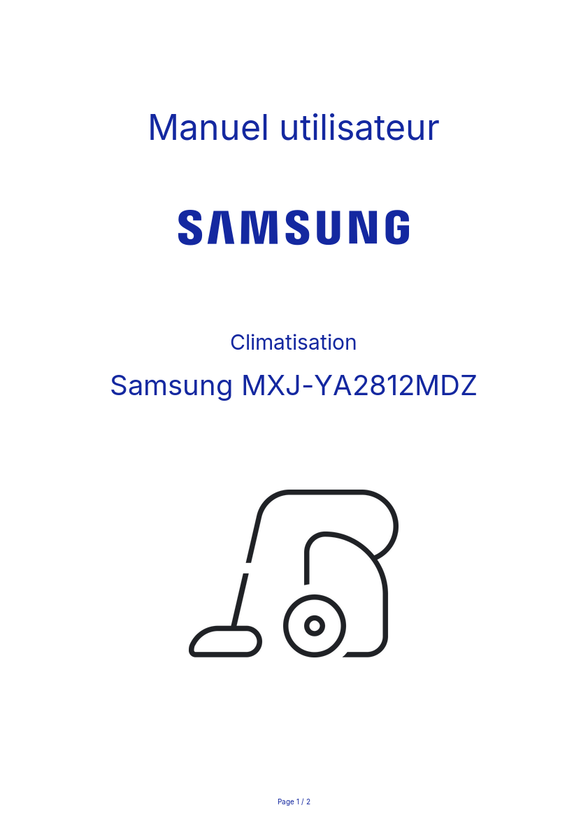 Page n°1 - Manuel utilisateur Samsung MXJ-YA2812MDZ
