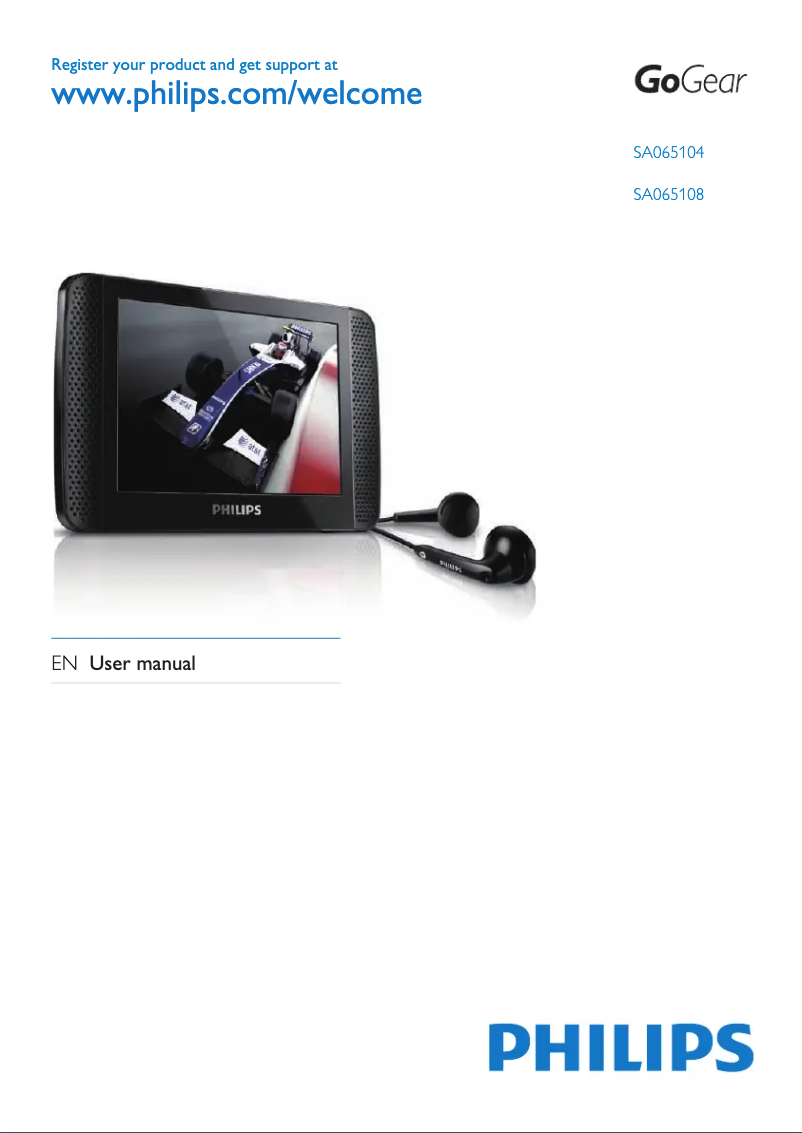 Image de la première page du manuel de l'appareil GoGear SA065104S