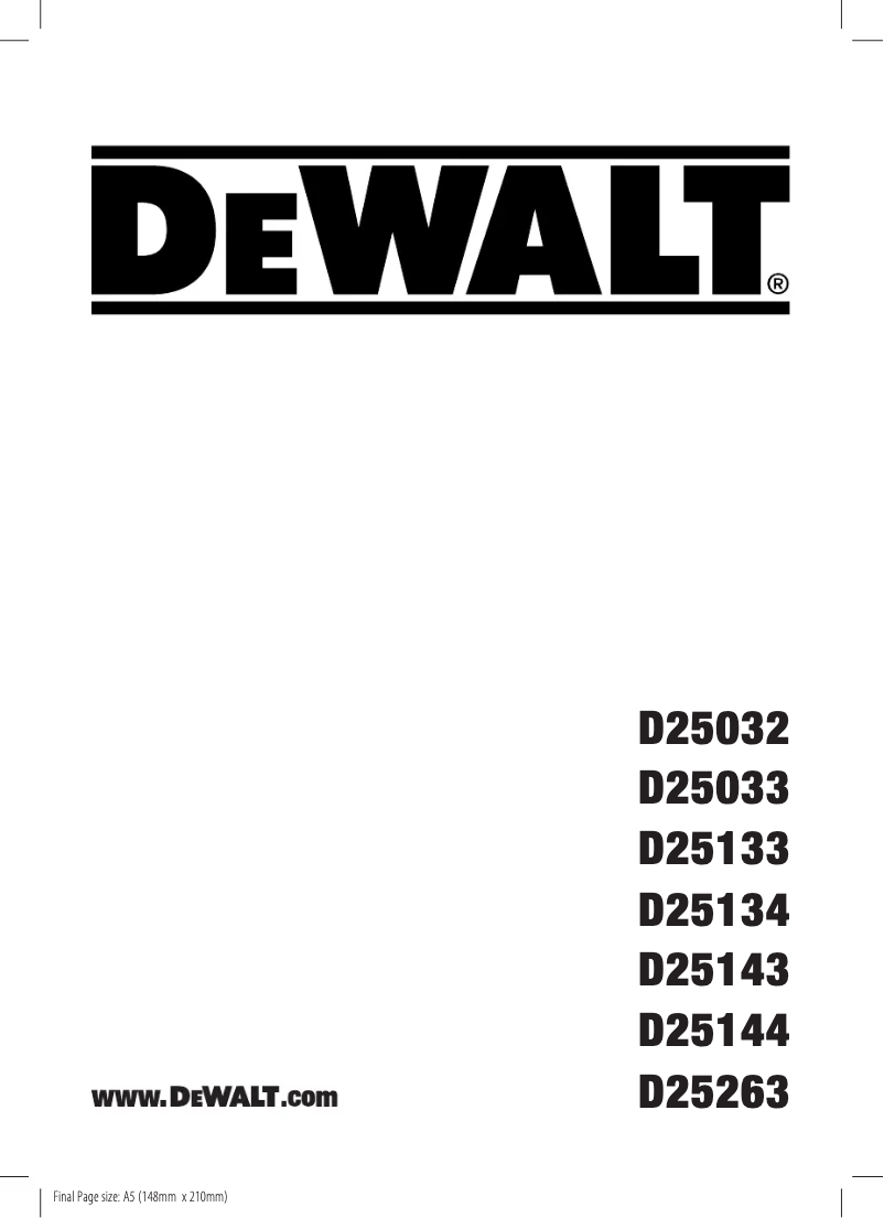 Page 1 de la notice Manuel utilisateur DeWalt D25144