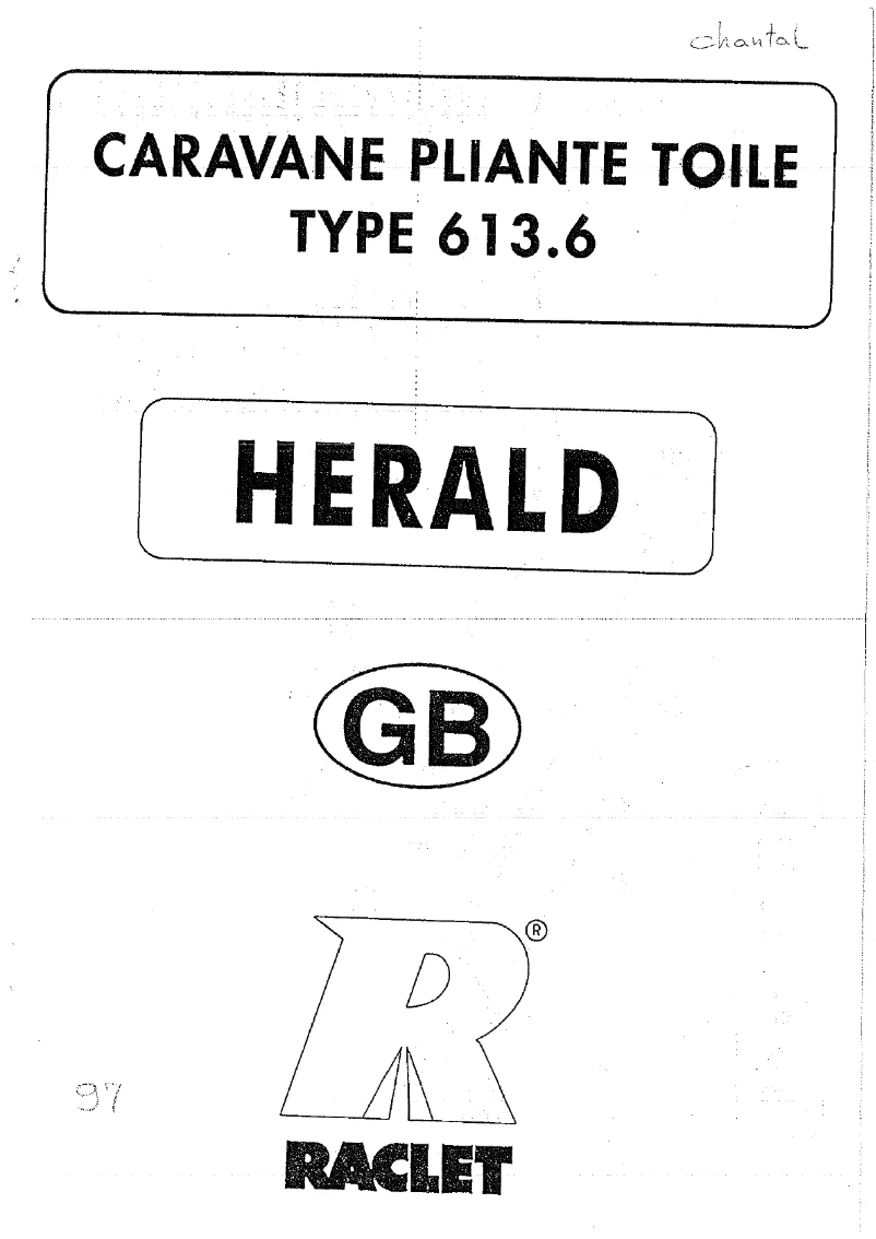 Page 1 de la notice Manuel utilisateur Raclet Herald (613.6)